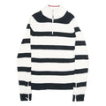TOMMY HILFIGER Mens Black & White Striped Patterned Cotton Pullover Jumper XL