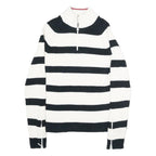 TOMMY HILFIGER Mens Black & White Striped Patterned Cotton Pullover Jumper XL