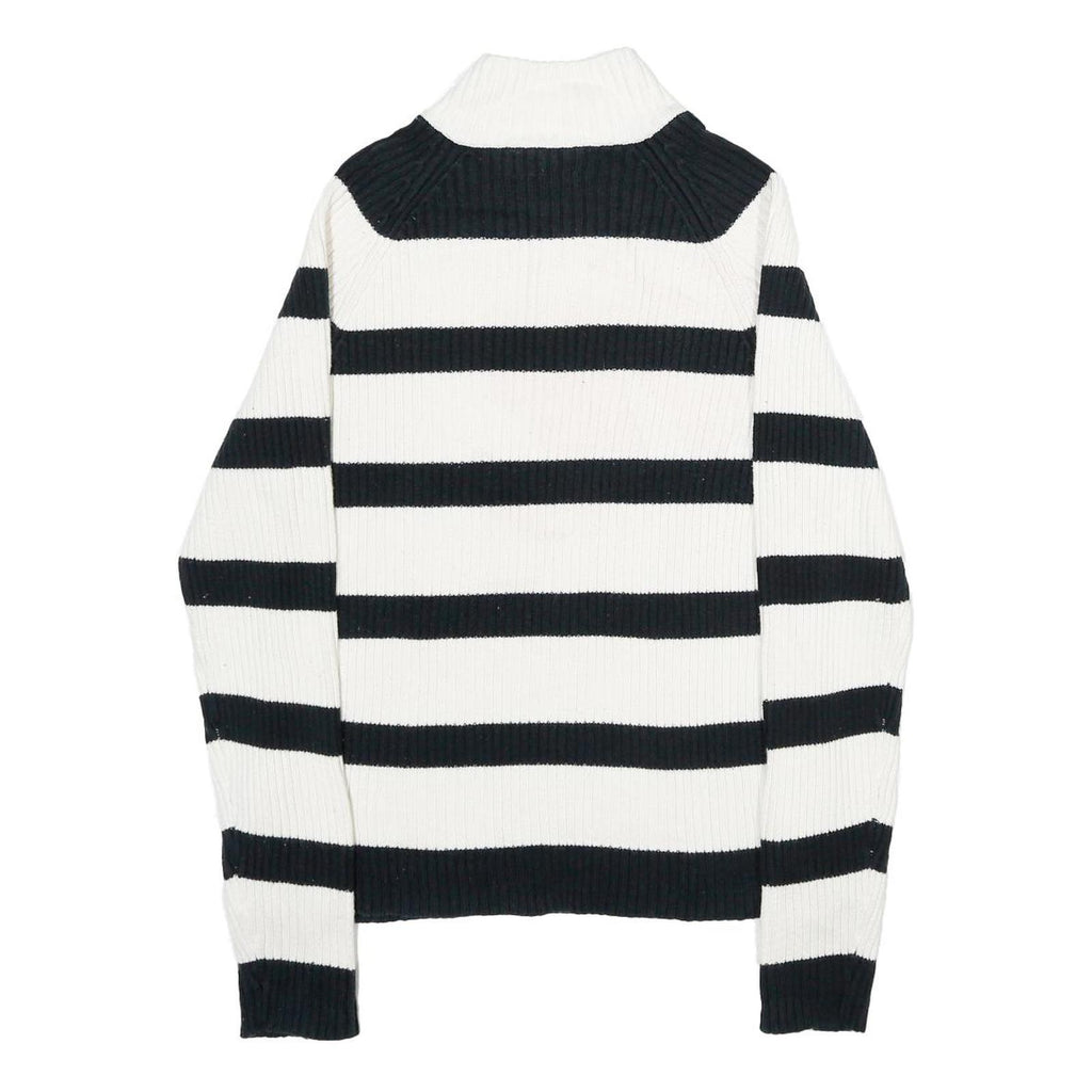 TOMMY HILFIGER Mens Black & White Striped Patterned Cotton Pullover Jumper XL