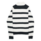 TOMMY HILFIGER Mens Black & White Striped Patterned Cotton Pullover Jumper XL
