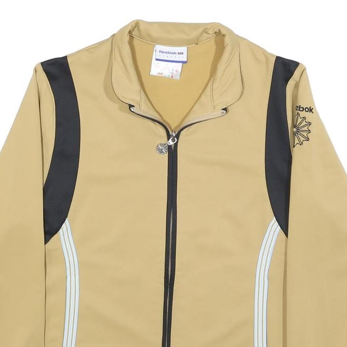 REEBOK Womens Beige & Black Zip Jacket UK 10 Polyester Sport Casual Activewear