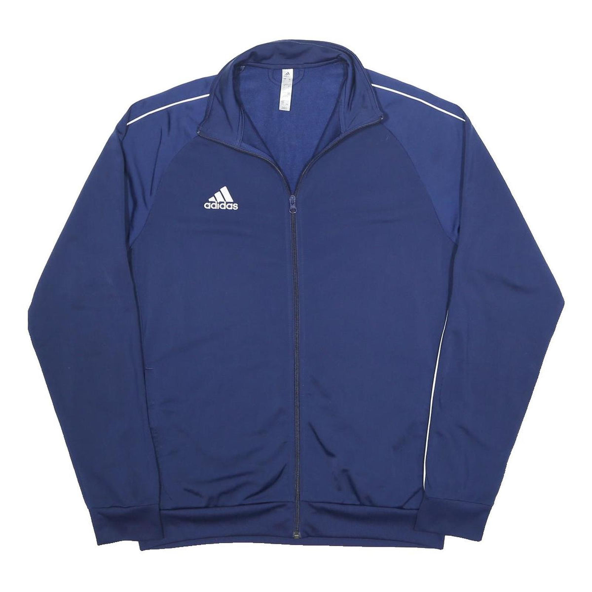 ADIDAS Mens Blue Jacket L Polyester Zip Plain Sportswear Casual Lightweight