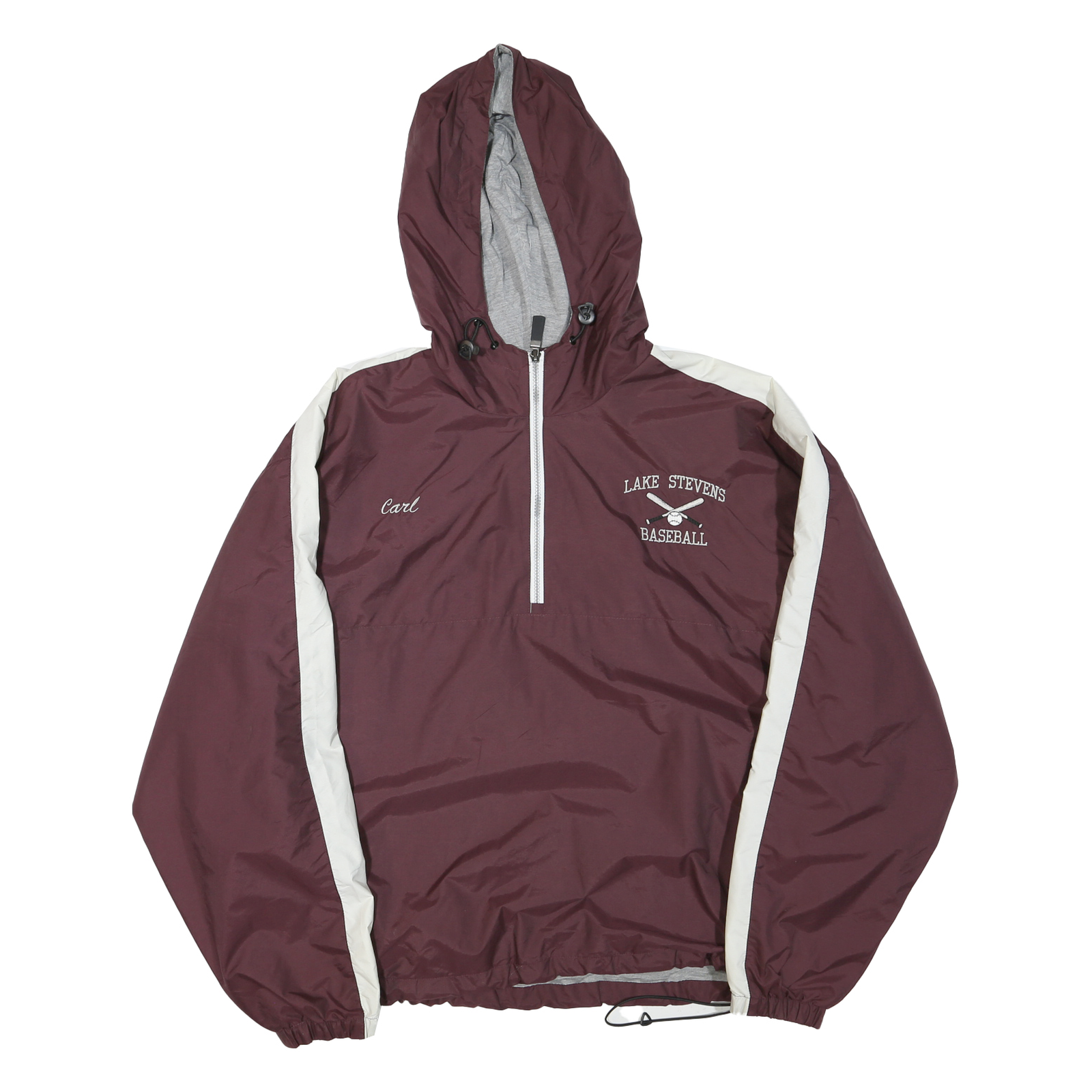 HOLLOWAY Mens Maroon & White Baseball Hoodie Jacket XL Polyester Blend