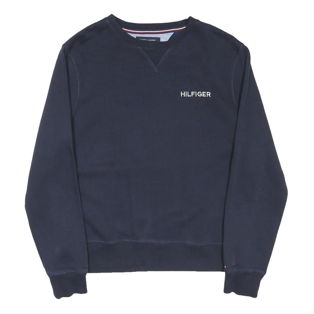 TOMMY HILFIGER Mens Navy Sweatshirt Crew Neck M Hilfiger Logo Casual Pullover