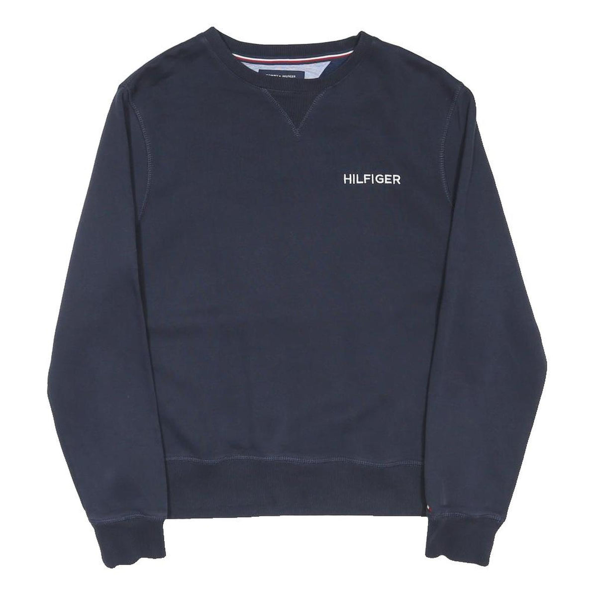 TOMMY HILFIGER Mens Navy Sweatshirt Crew Neck M Hilfiger Logo Casual Pullover