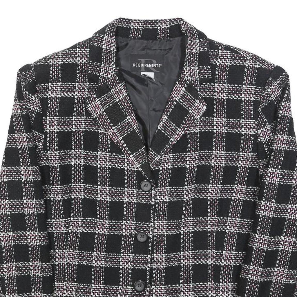 REQUIREMENTS Womens Black & Pink Check Jacket M Woven Button Closure Classic Fit