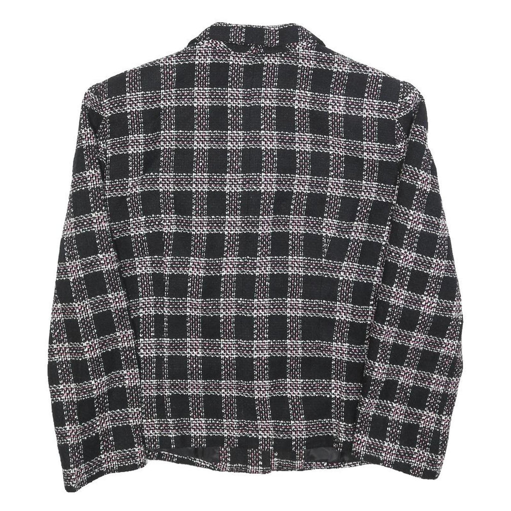 REQUIREMENTS Womens Black & Pink Check Jacket M Woven Button Closure Classic Fit