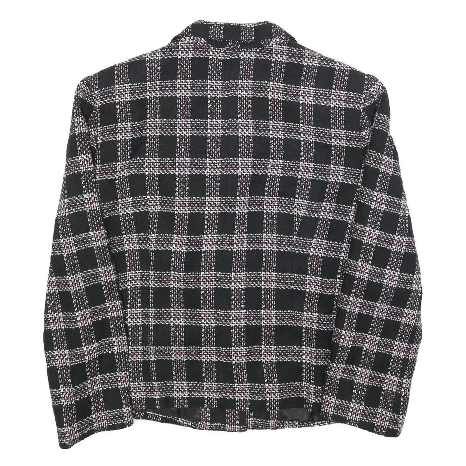REQUIREMENTS Womens Black & Pink Check Jacket M Woven Button Closure Classic Fit