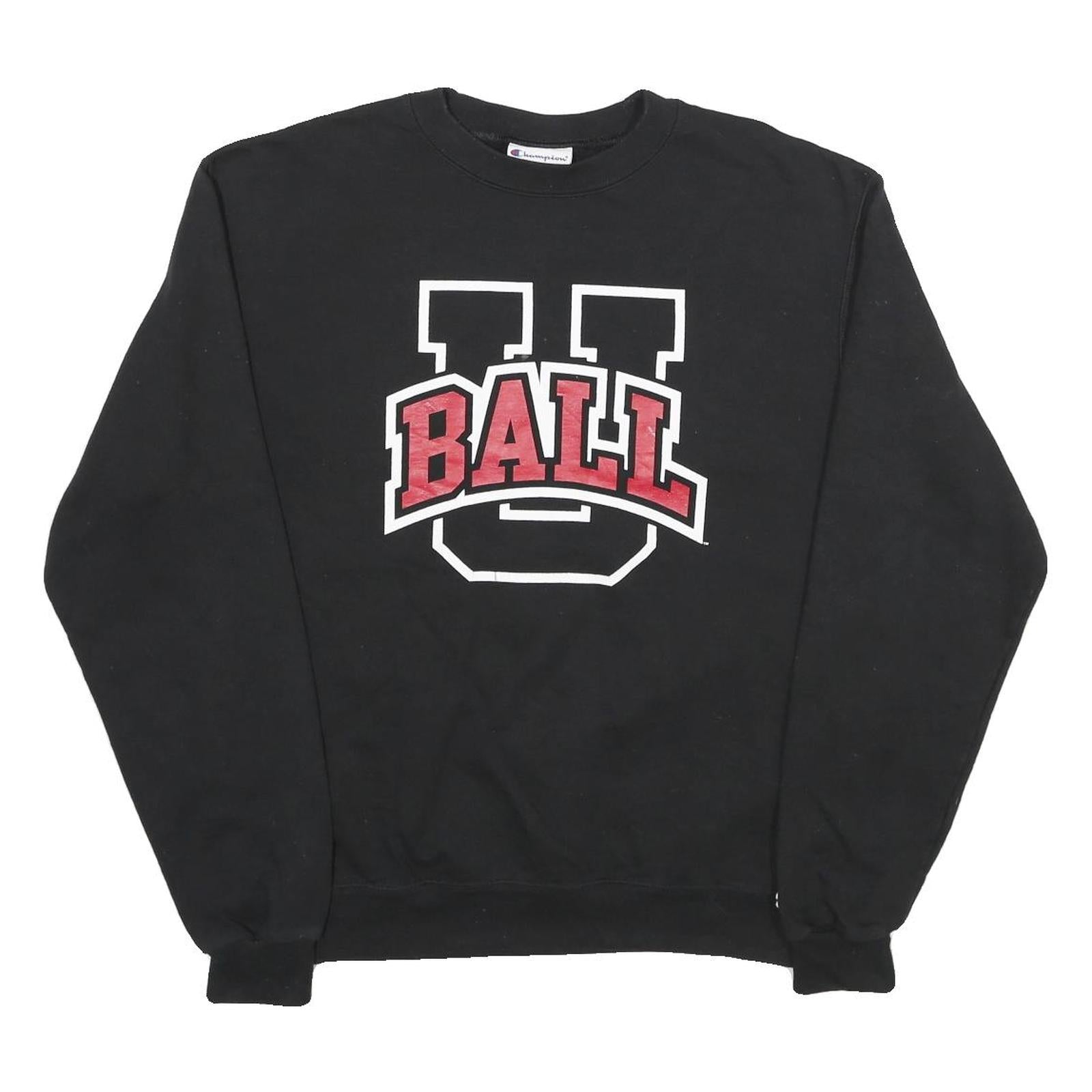 CHAMPION Mens Black Ball U Crew Neck M Cotton Blend Sweatshirt Casual Pullover