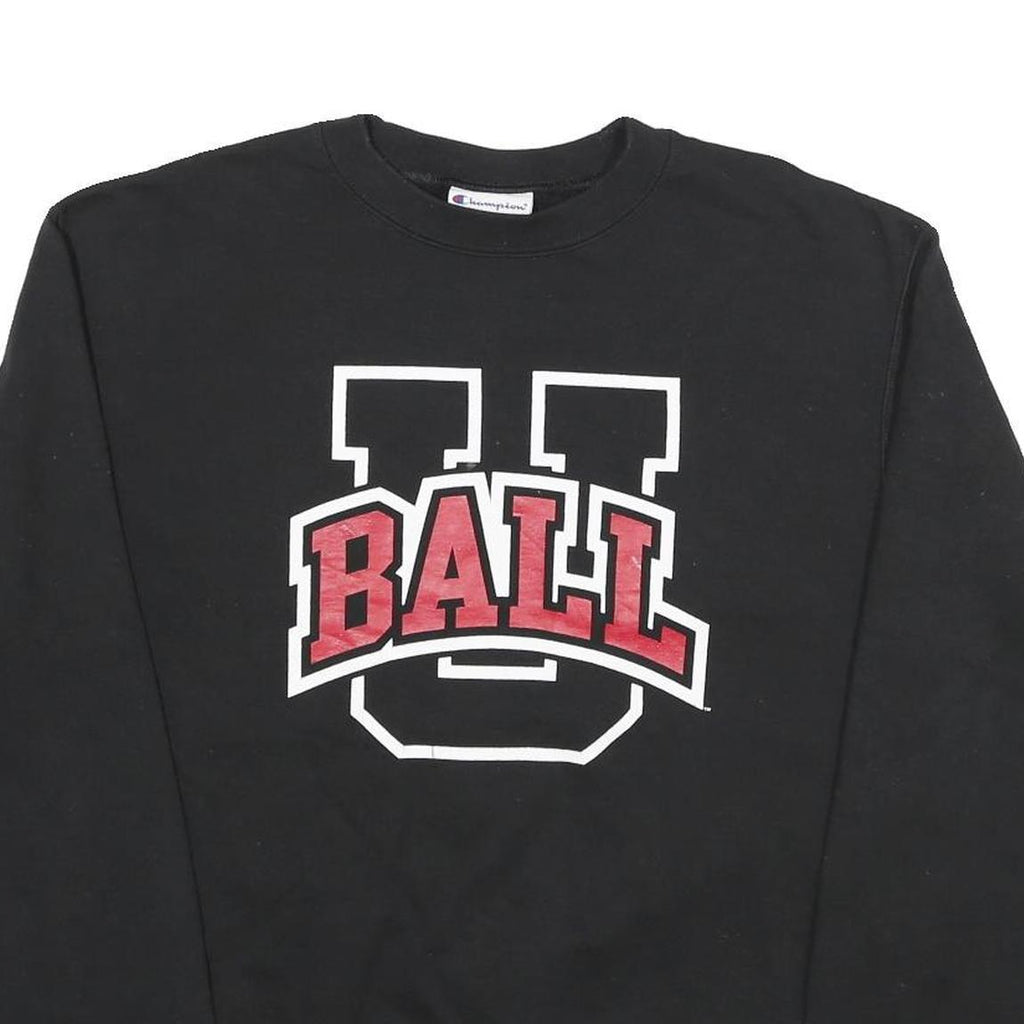 CHAMPION Mens Black Ball U Crew Neck M Cotton Blend Sweatshirt Casual Pullover