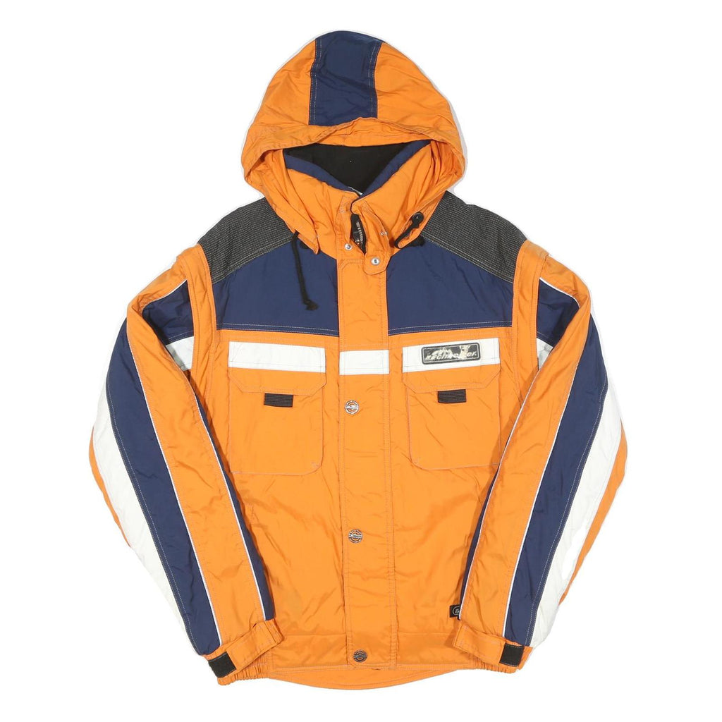 SCHNEIDER Mens Orange & Navy Blue Outdoor Jacket L Polyester Blend Woven