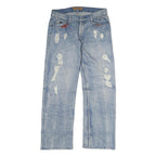 CHOUX HOUSE Mens Jeans Light Blue Regular Straight Denim Stone Wash W32 L29
