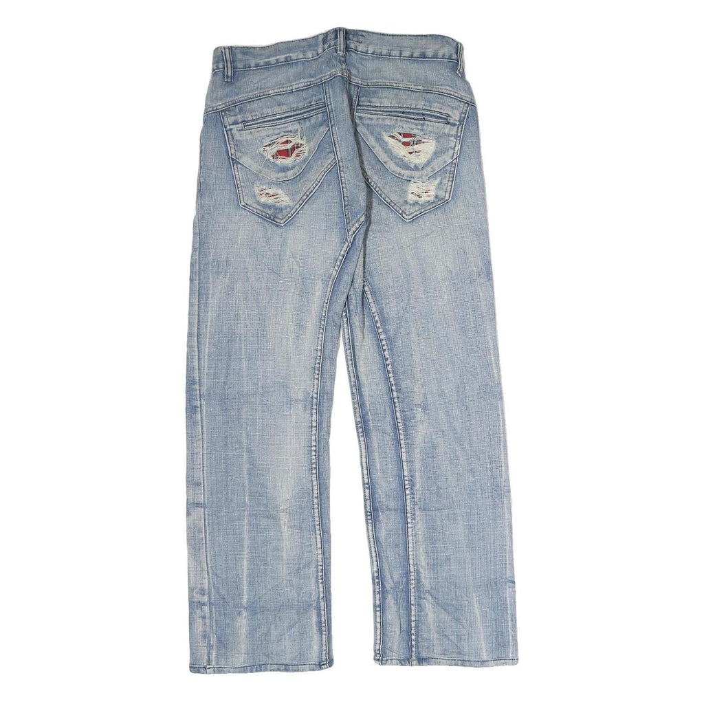 CHOUX HOUSE Mens Jeans Light Blue Regular Straight Denim Stone Wash W32 L29