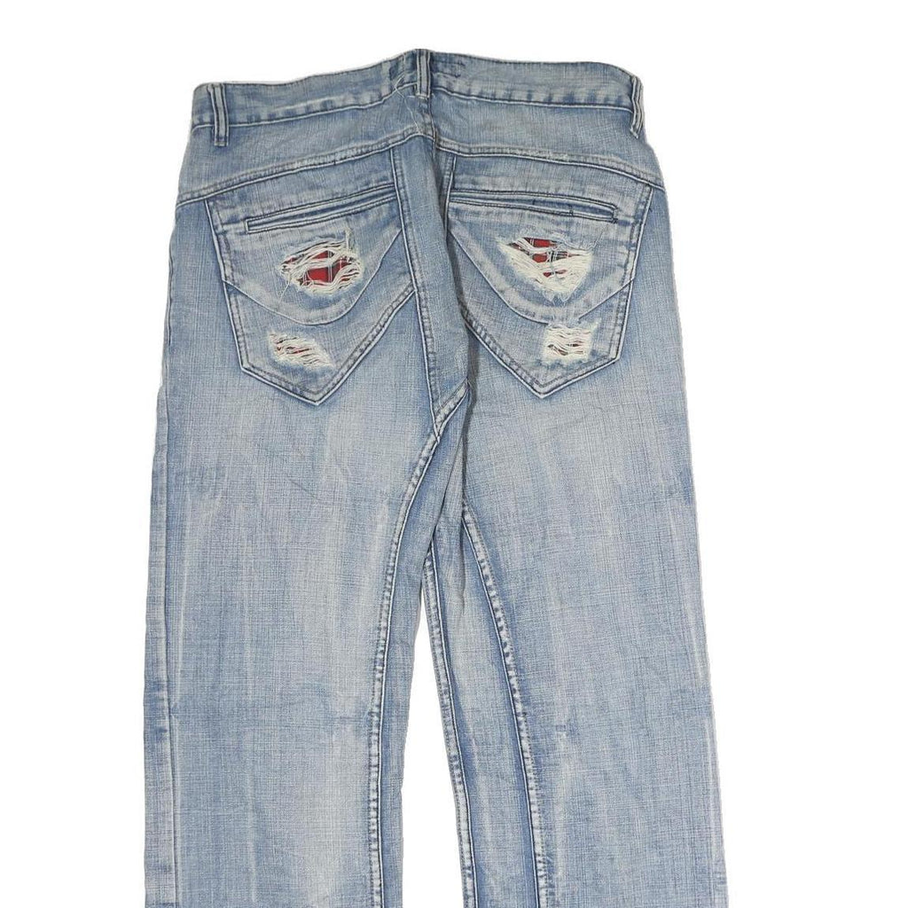 CHOUX HOUSE Mens Jeans Light Blue Regular Straight Denim Stone Wash W32 L29