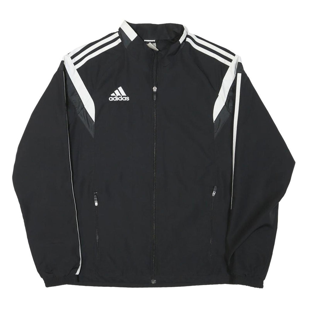 ADIDAS Mens Black & White Sports Zip Polyester Blend Track Jacket M Plain