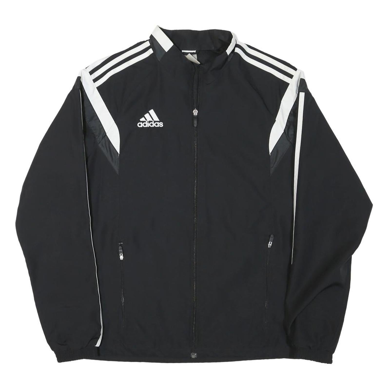 ADIDAS Mens Black & White Sports Zip Polyester Blend Track Jacket M Plain