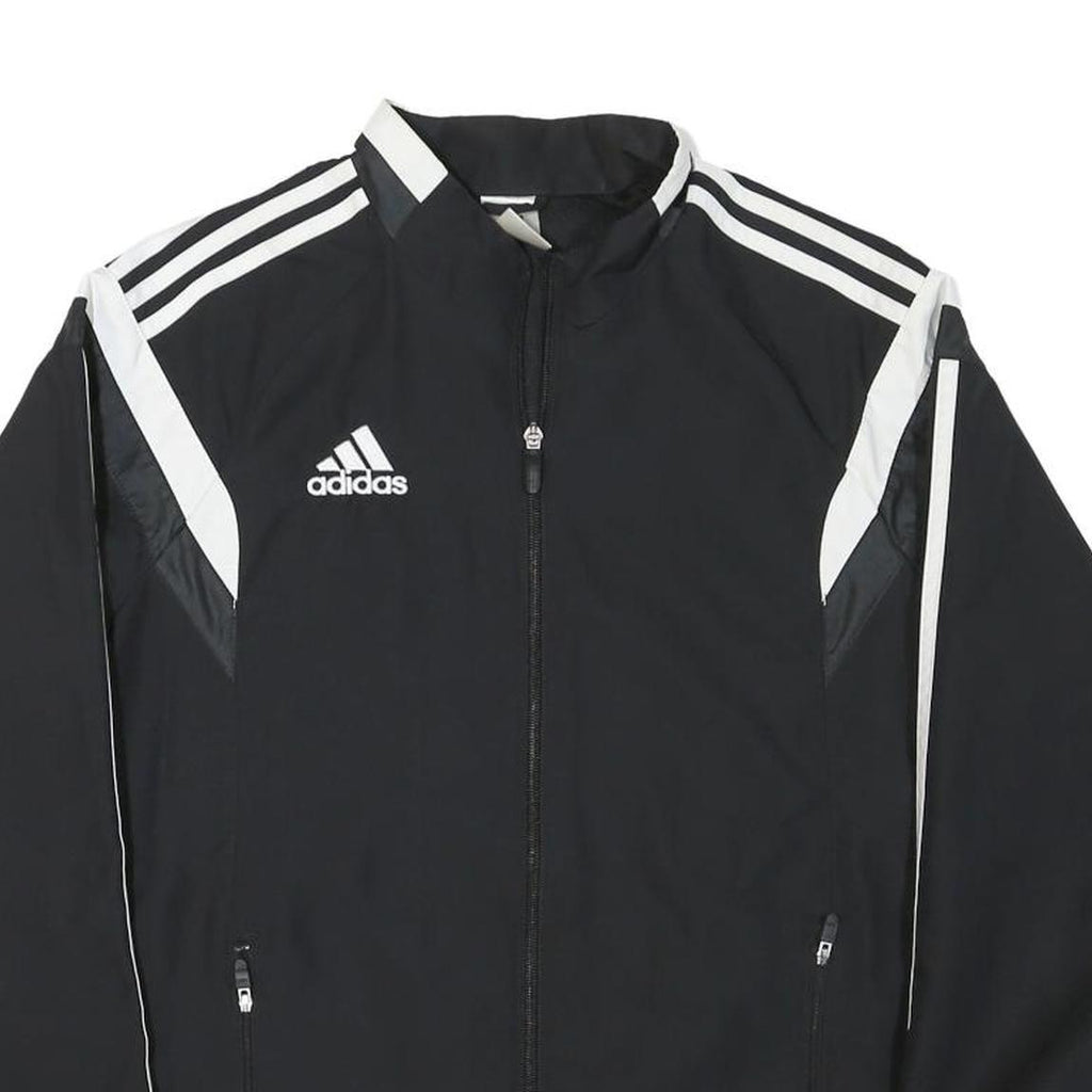 ADIDAS Mens Black & White Sports Zip Polyester Blend Track Jacket M Plain