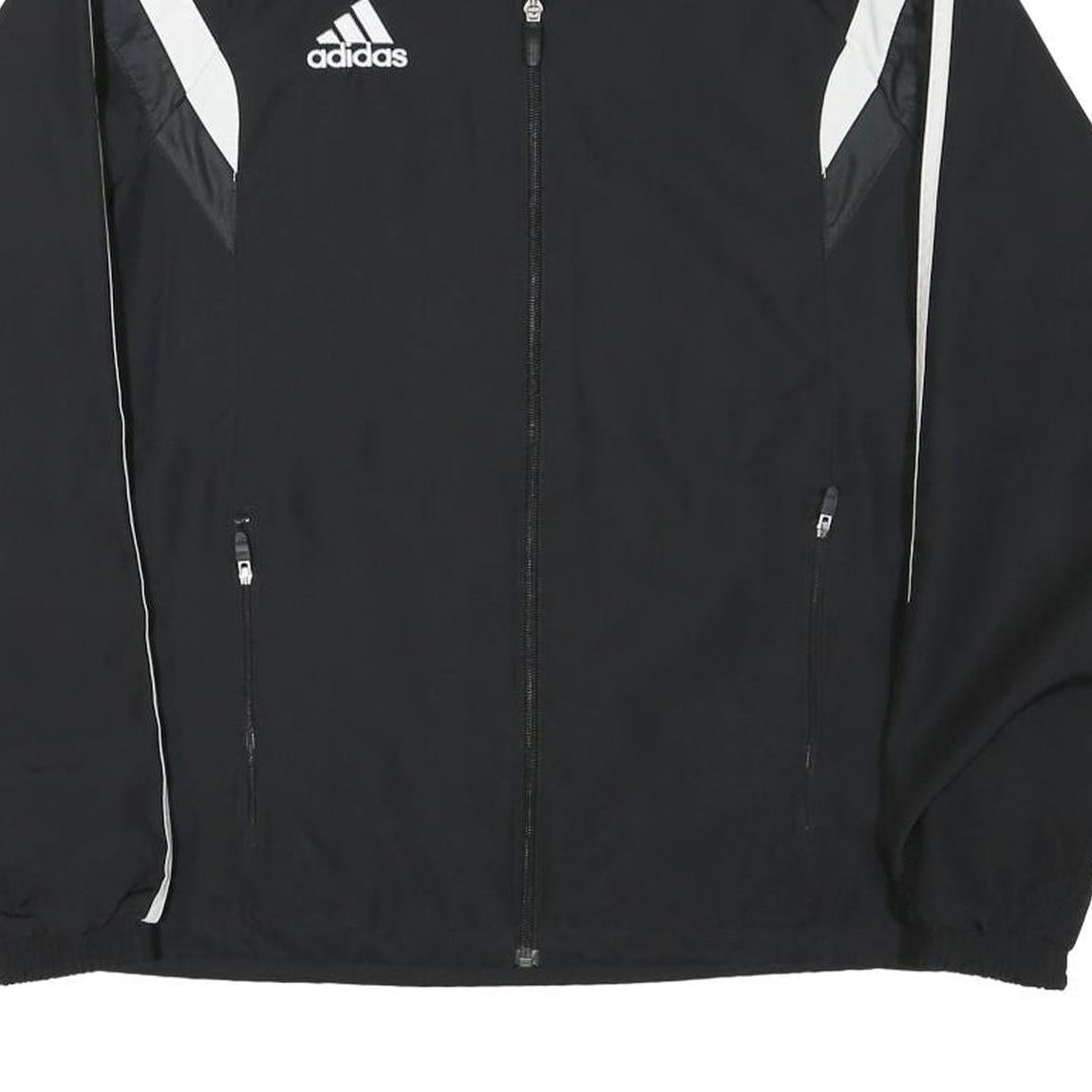 ADIDAS Mens Black & White Sports Zip Polyester Blend Track Jacket M Plain