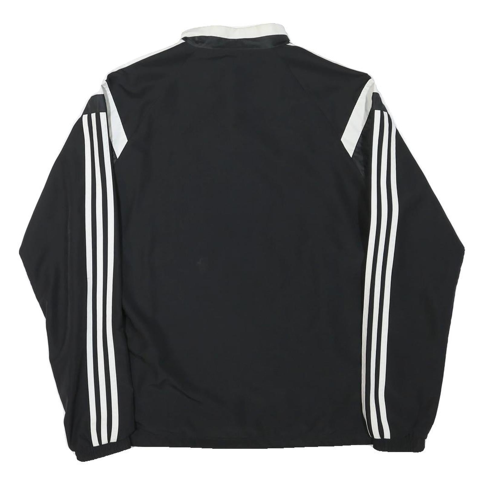 ADIDAS Mens Black & White Sports Zip Polyester Blend Track Jacket M Plain