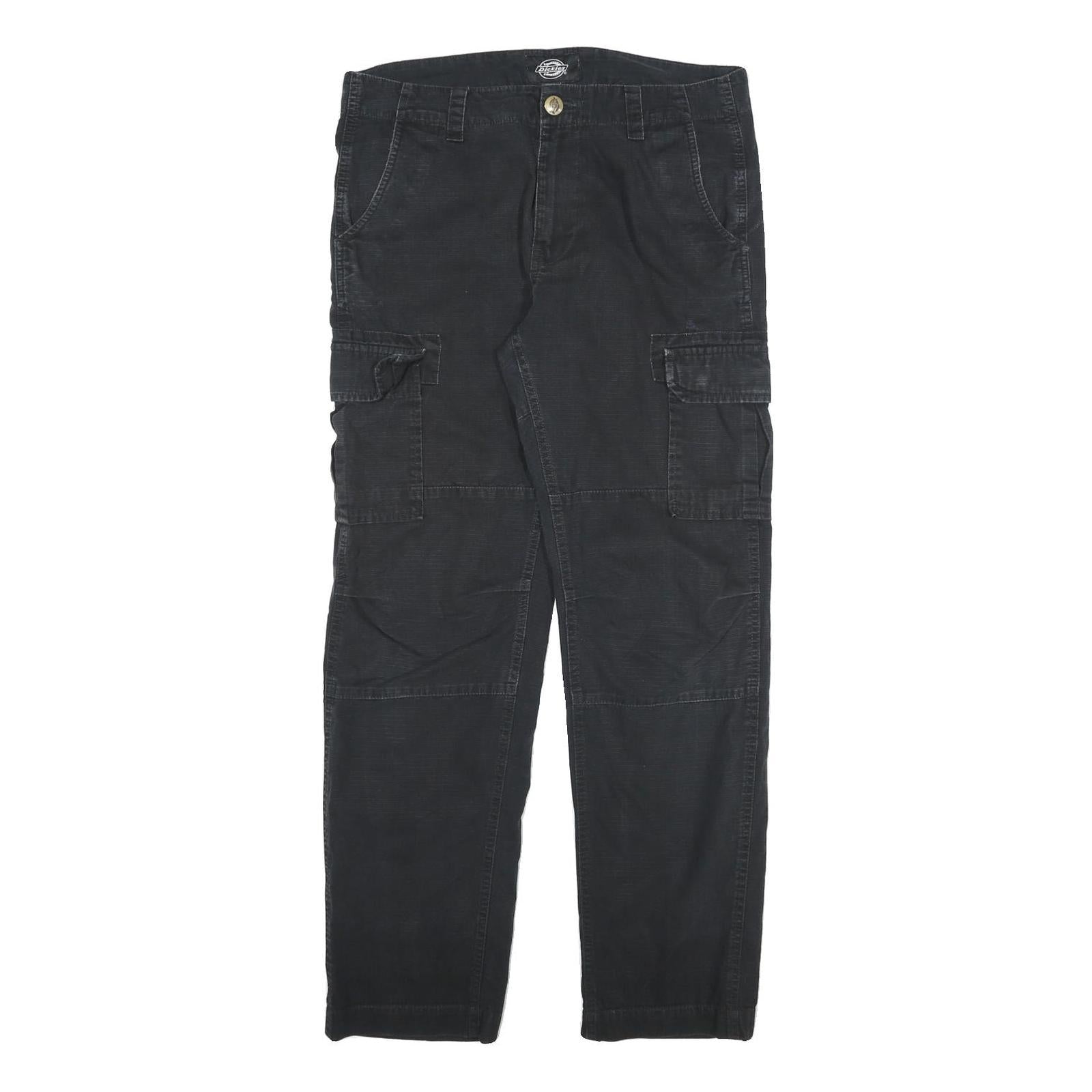 DICKIES Mens Cotton Blend Black Regular Cargo Trousers W32 L32 Workwear