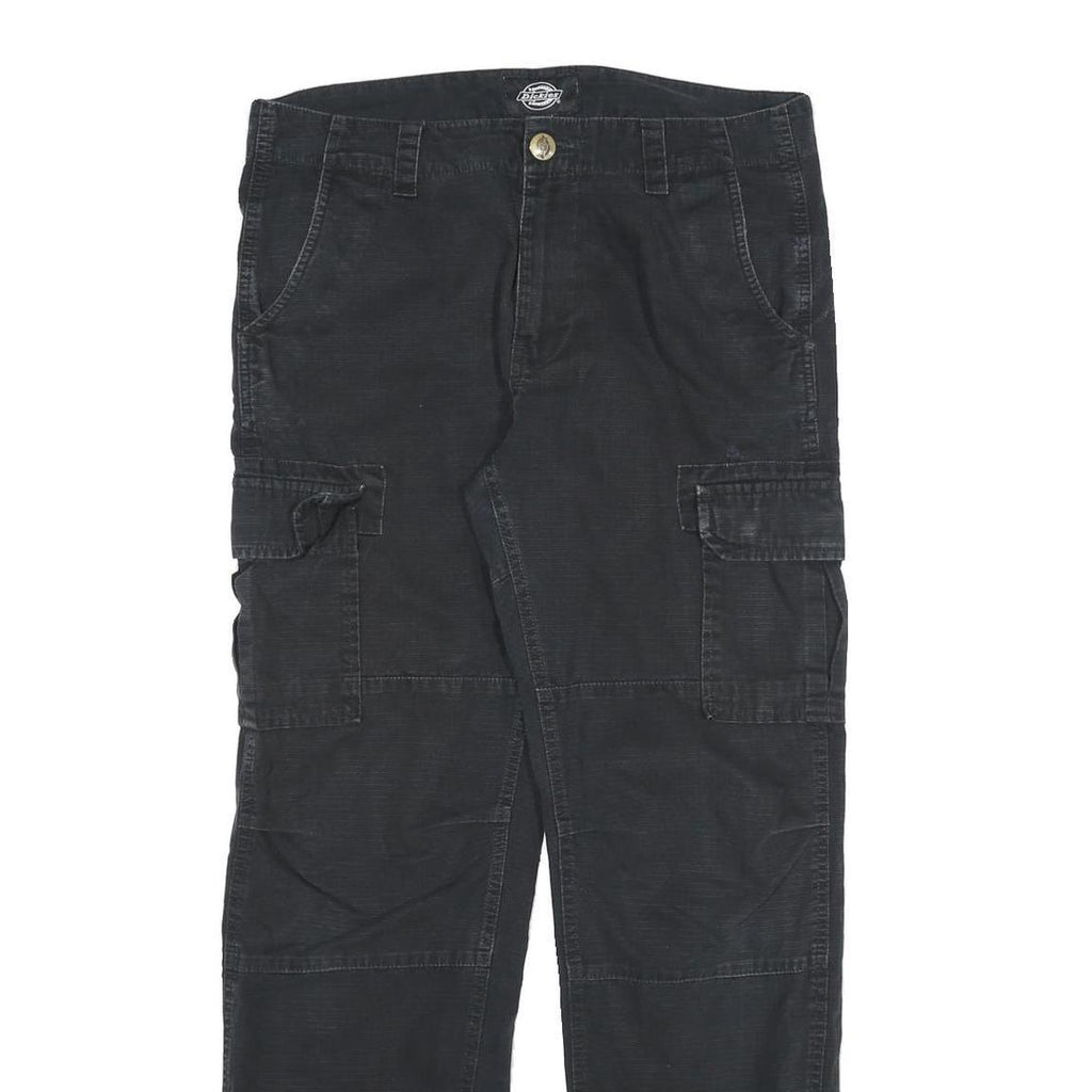 DICKIES Mens Cotton Blend Black Regular Cargo Trousers W32 L32 Workwear