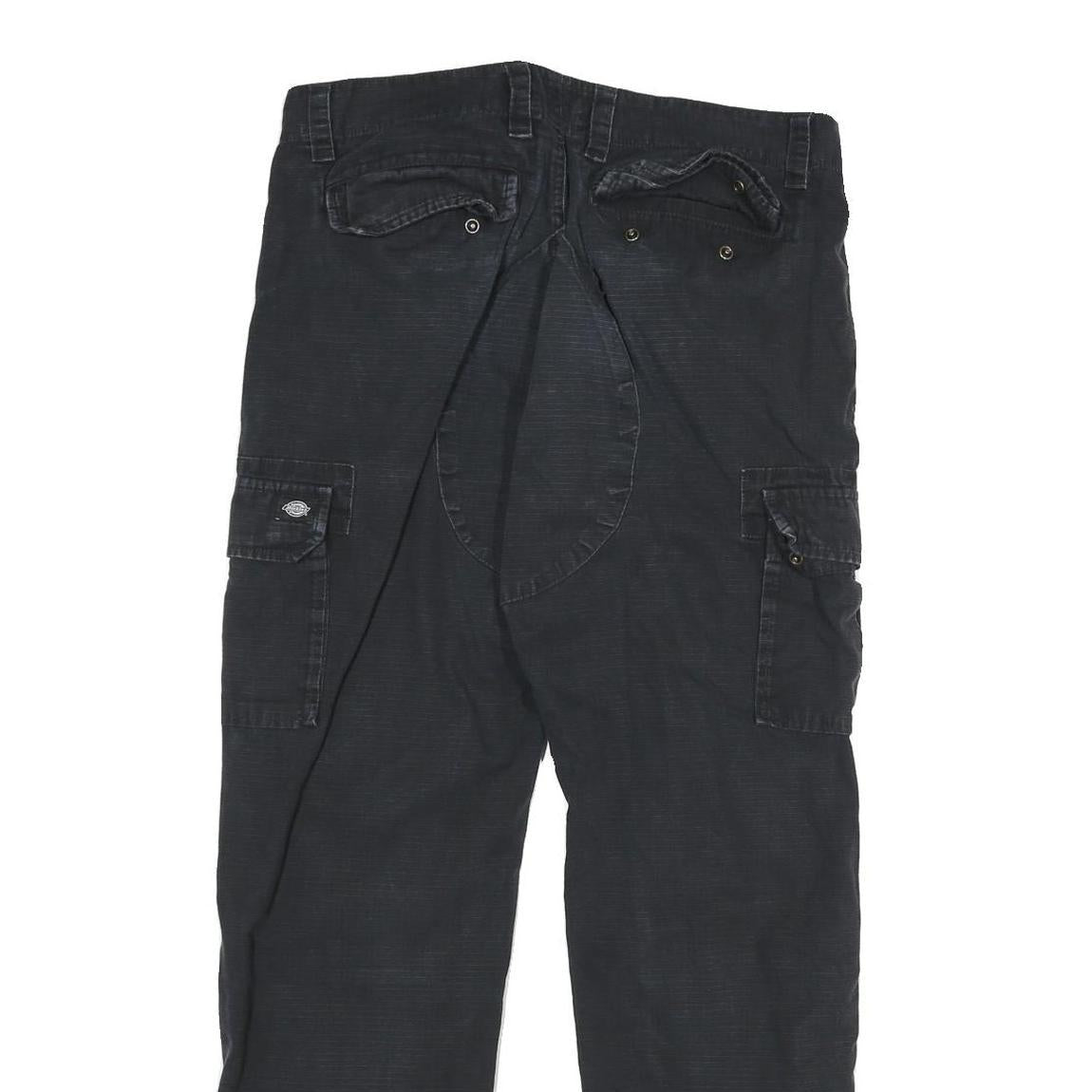 DICKIES Mens Cotton Blend Black Regular Cargo Trousers W32 L32 Workwear