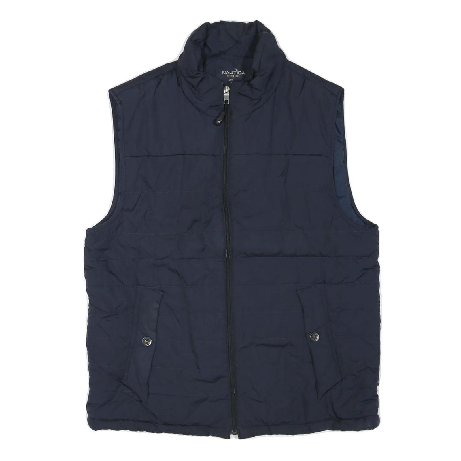 NAUTICA Mens Navy Blue Sleeveless Puffer Jacket M Polyester Blend Zip