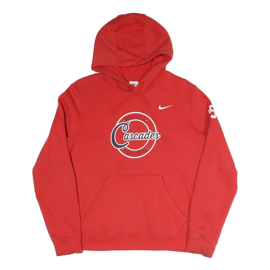 NIKE Mens Red Cascades Graphic Pullover Hoodie L Sports Casual Cotton Blend