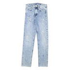 GUESS Womens Slim Light Blue Denim Slim Jeans W24 L27 Distressed Zip Closure