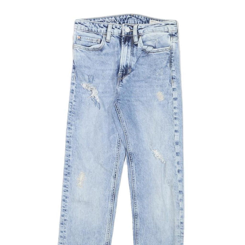 GUESS Womens Slim Light Blue Denim Slim Jeans W24 L27 Distressed Zip Closure