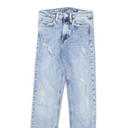 GUESS Womens Slim Light Blue Denim Slim Jeans W24 L27 Distressed Zip Closure