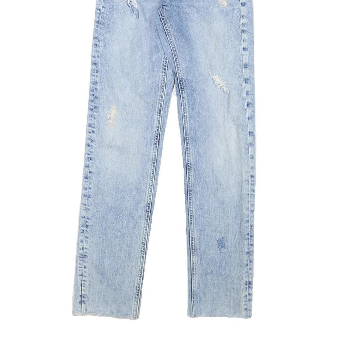 GUESS Womens Slim Light Blue Denim Slim Jeans W24 L27 Distressed Zip Closure