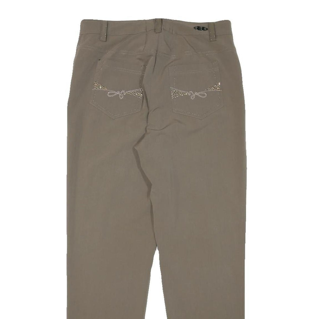 CARLA FERRONI Womens Slim Fit Beige Trousers W30 L29 Embellished Pockets Zip