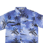 NEW BASE Mens Blue Hawaiian Shirt M Cotton Blend Tropical Print Relaxed Fit