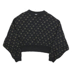 NIKE Womens Black Crew Neck M Cotton Blend Sweatshirt Logo Print Cropped