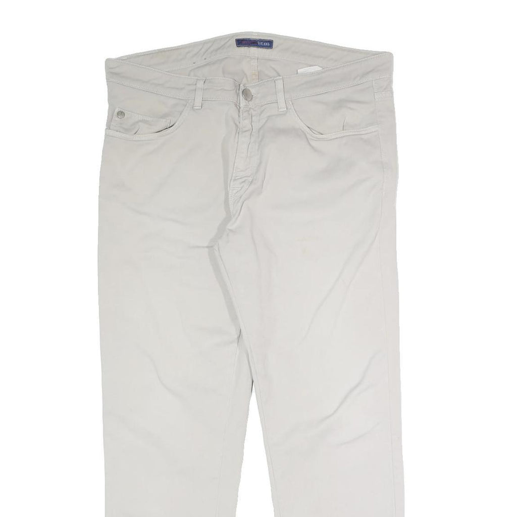 TRUSSARDI Mens Jeans White Regular Straight Denim W35 L27 Zip Cotton Blend