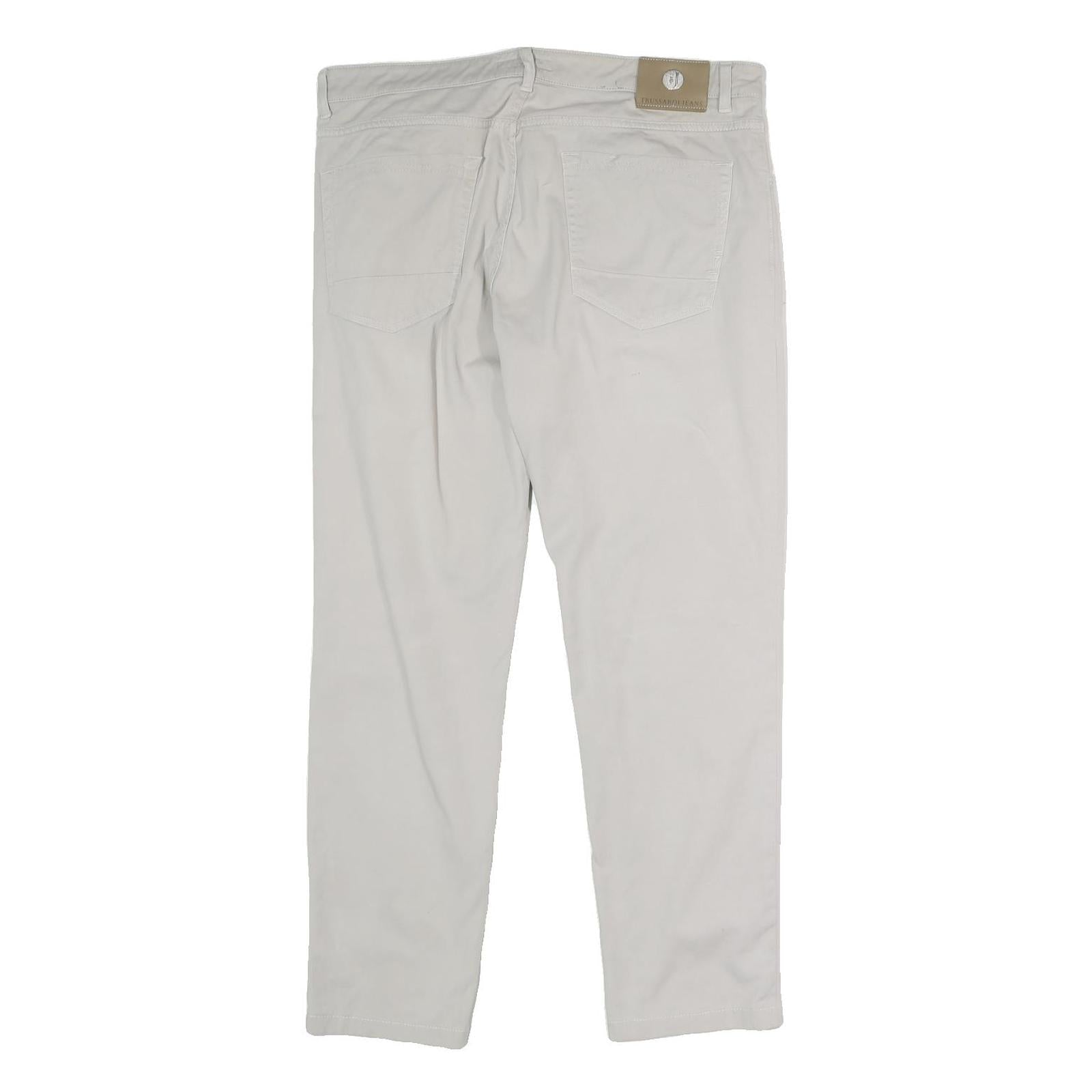 TRUSSARDI Mens Jeans White Regular Straight Denim W35 L27 Zip Cotton Blend