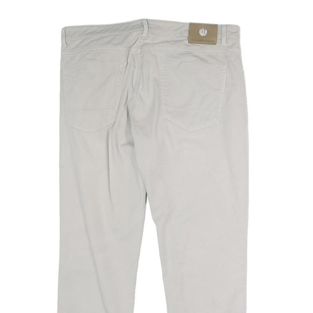TRUSSARDI Mens Jeans White Regular Straight Denim W35 L27 Zip Cotton Blend