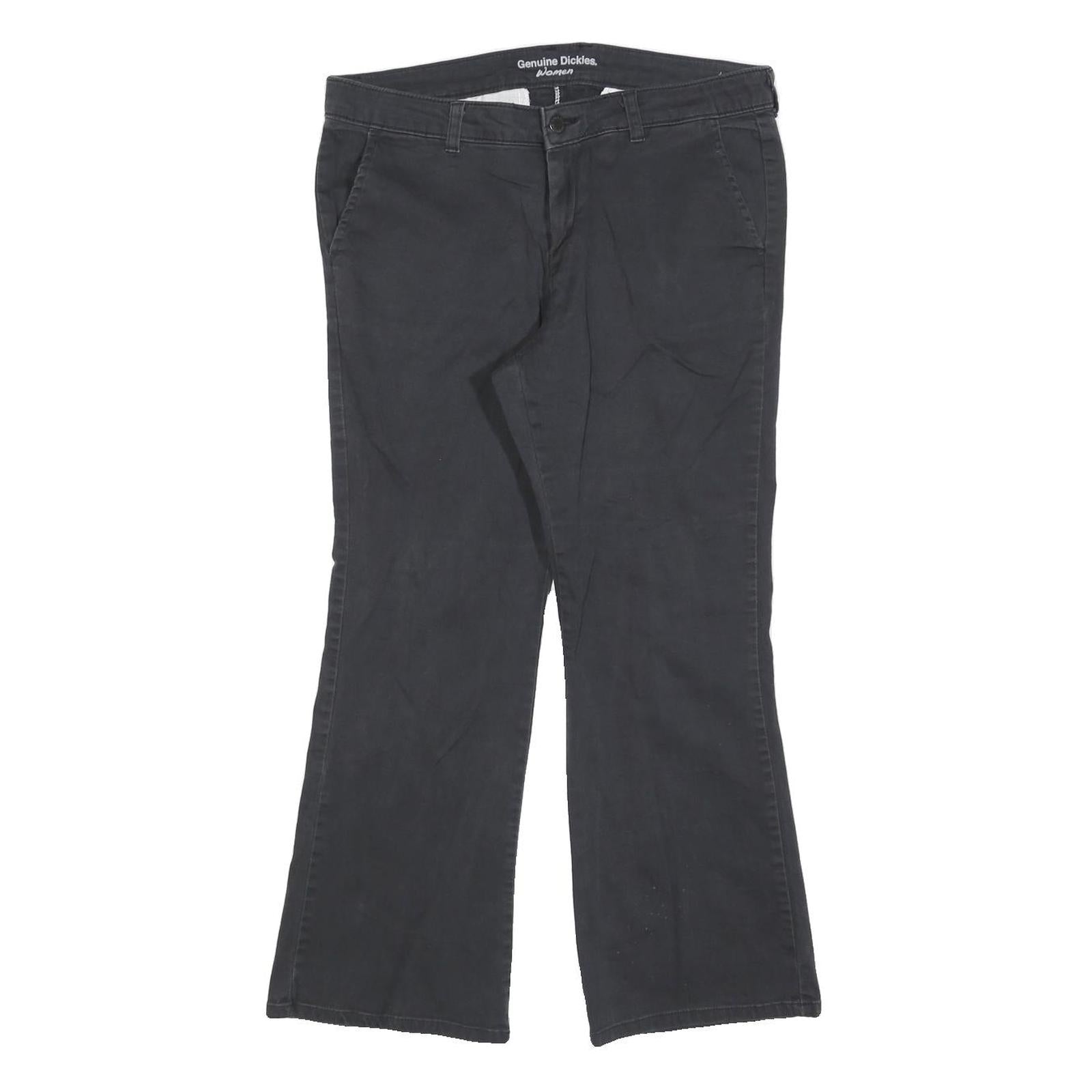 DICKIES Womens Cotton Blend Black Slim Flared Trousers W32 L26 Workwear