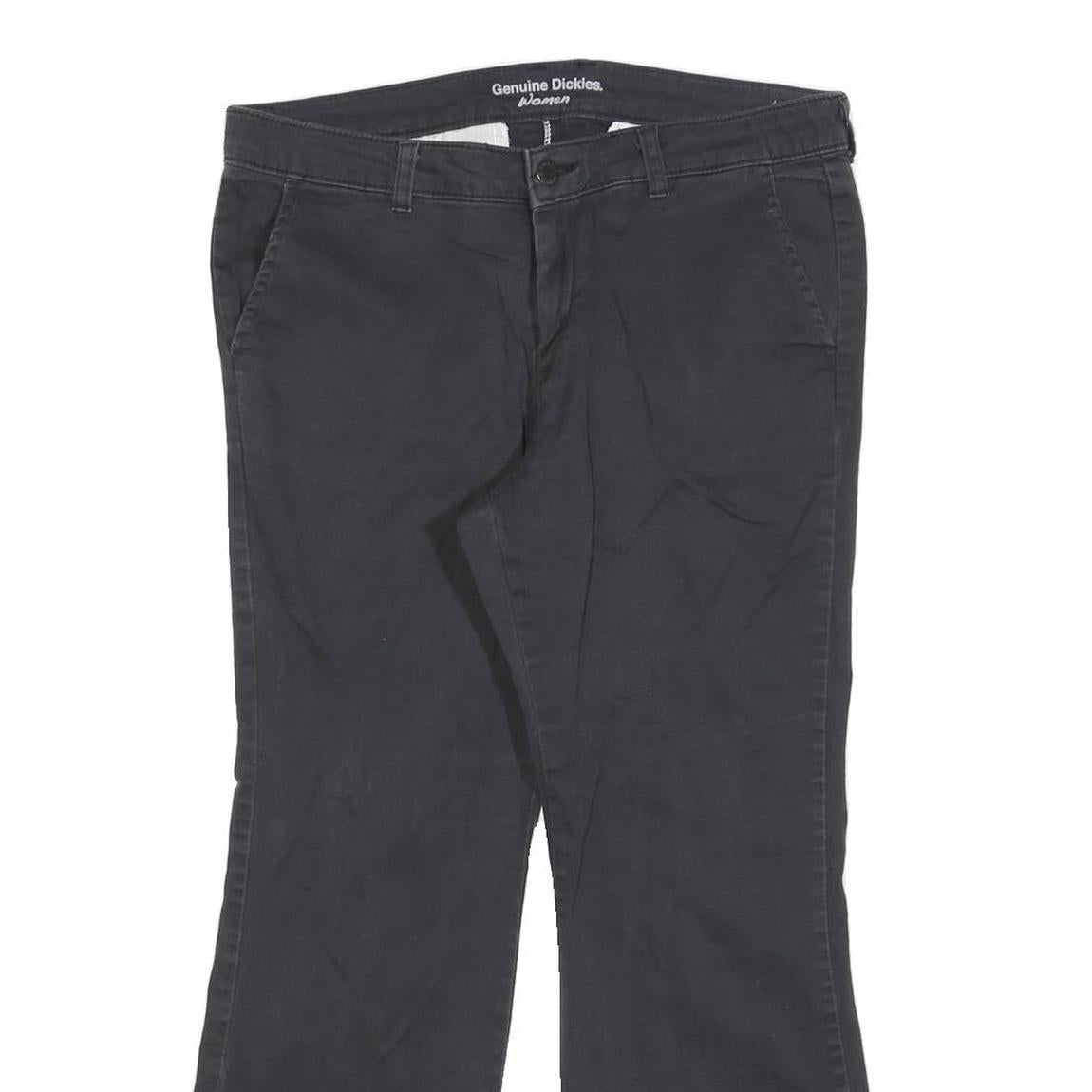 DICKIES Womens Cotton Blend Black Slim Flared Trousers W32 L26 Workwear