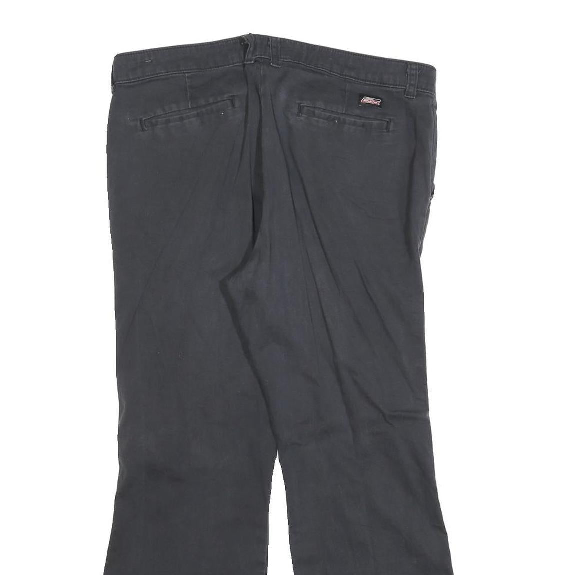 DICKIES Womens Cotton Blend Black Slim Flared Trousers W32 L26 Workwear