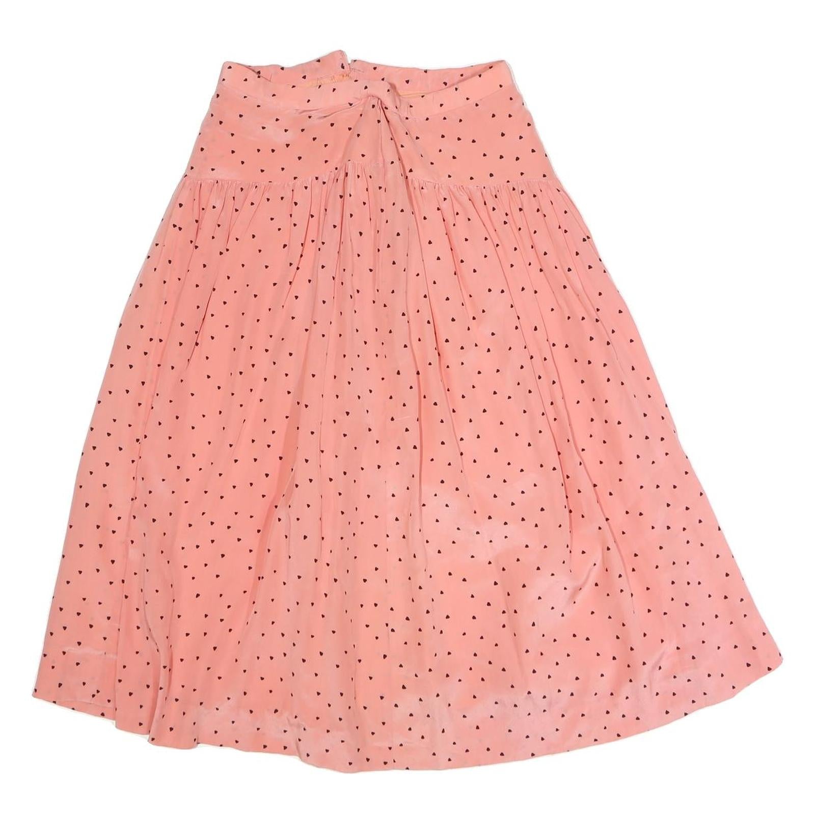 Womens Pink Skater Short Polyester Polka Dot Skirt M Casual Summer
