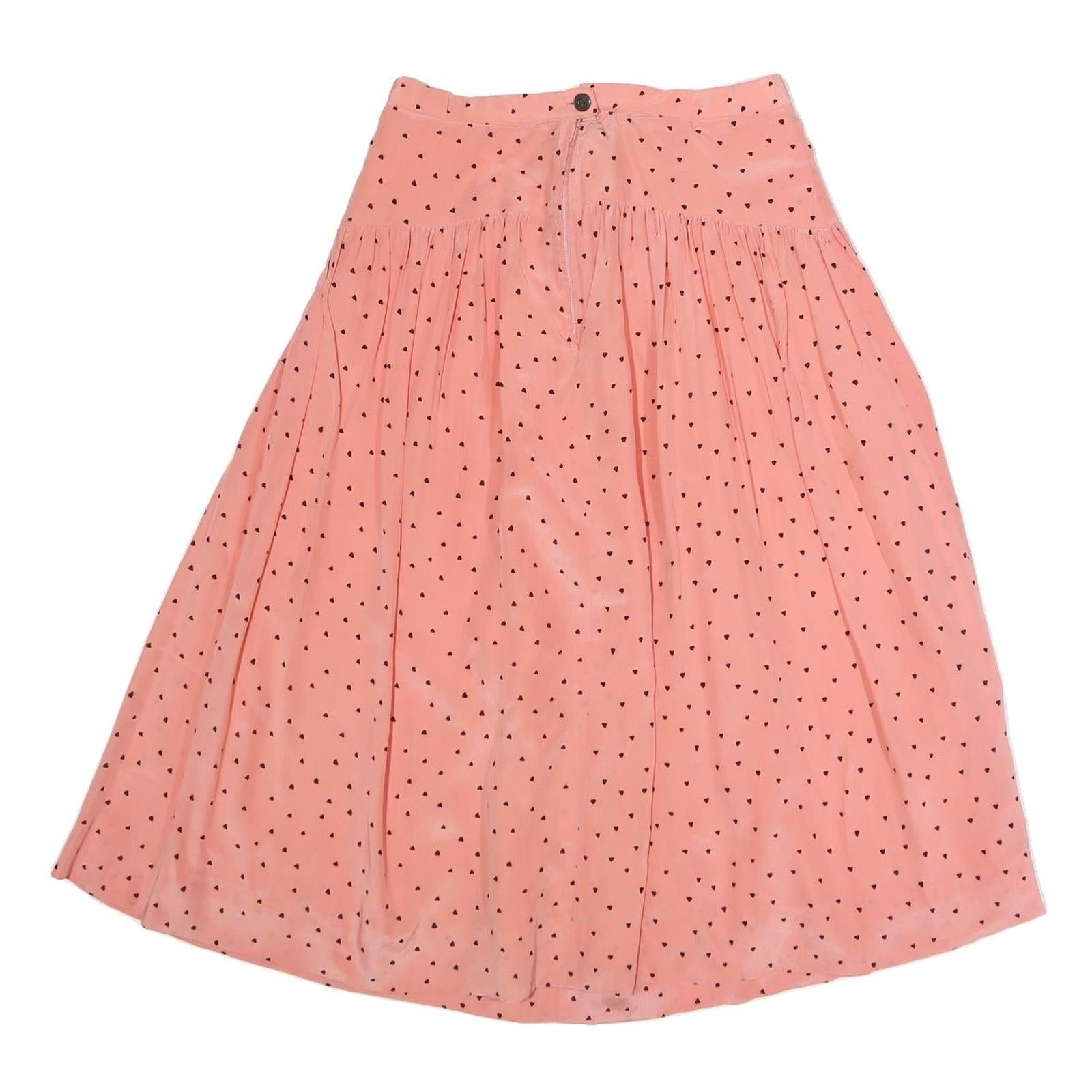 Womens Pink Skater Short Polyester Polka Dot Skirt M Casual Summer