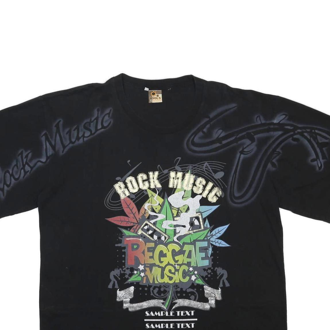 TOOLS Mens Black Rock Music Reggae Graphic T-Shirt 3XL Short Sleeve Crew Neck