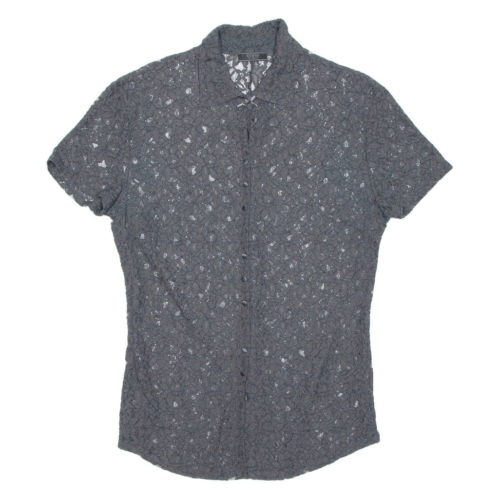 GUESS Sheer Womens Printed Blouse Grey Floral M