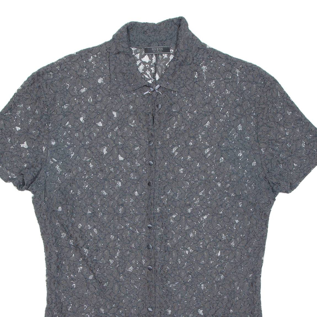 GUESS Sheer Womens Printed Blouse Grey Floral M