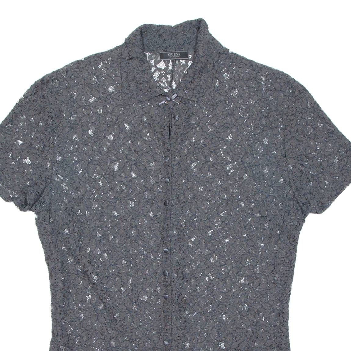 GUESS Sheer Womens Printed Blouse Grey Floral M