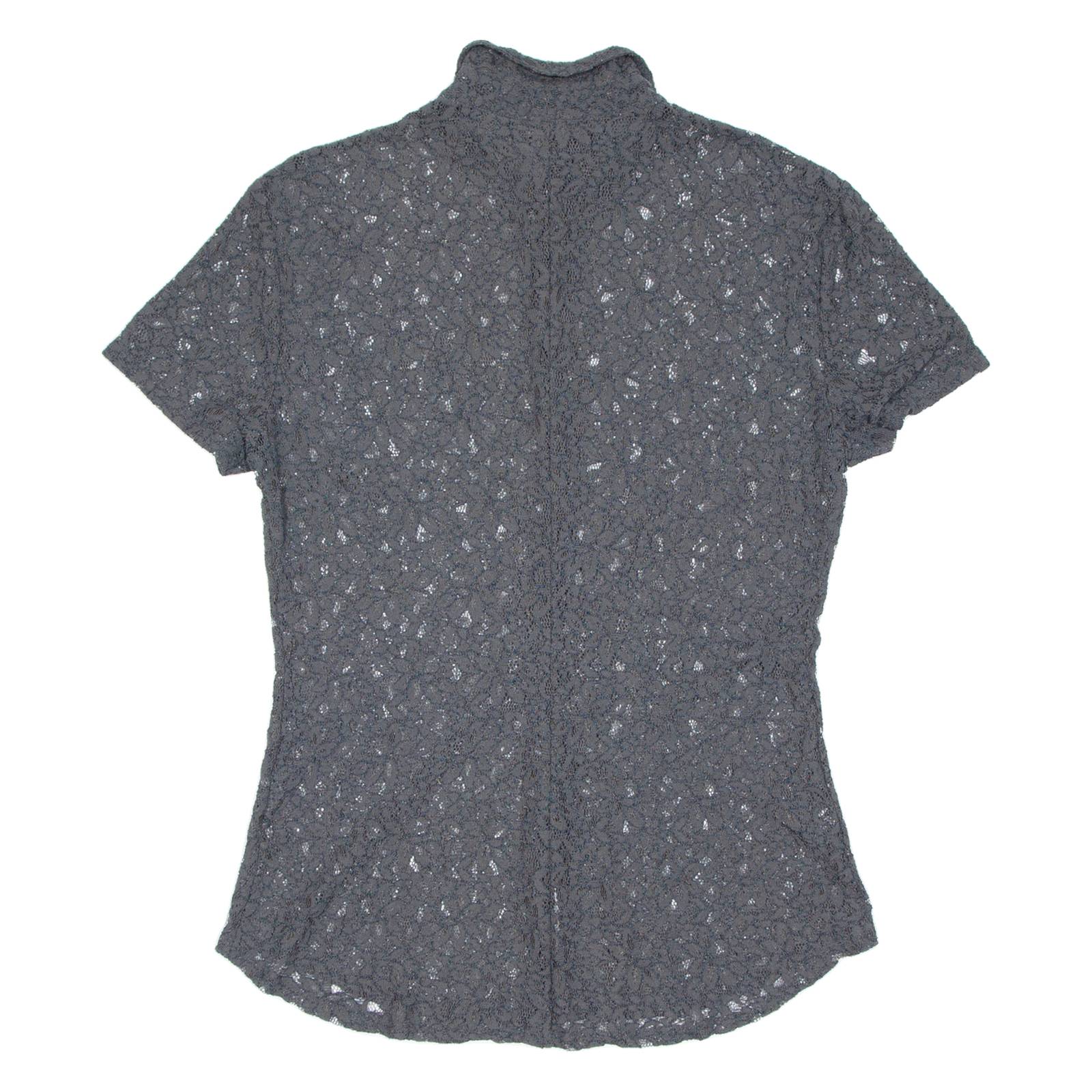 GUESS Sheer Womens Printed Blouse Grey Floral M