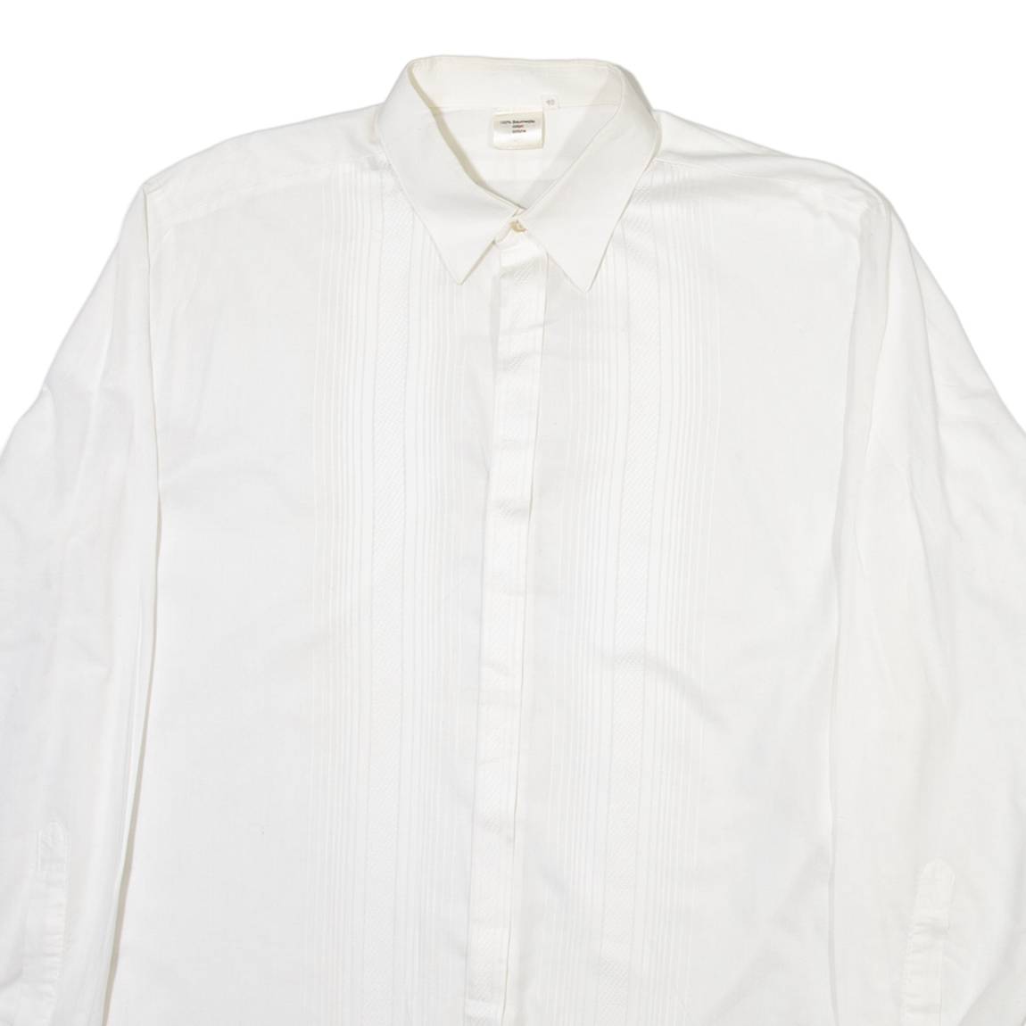 Mens Plain Shirt White Long Sleeve M
