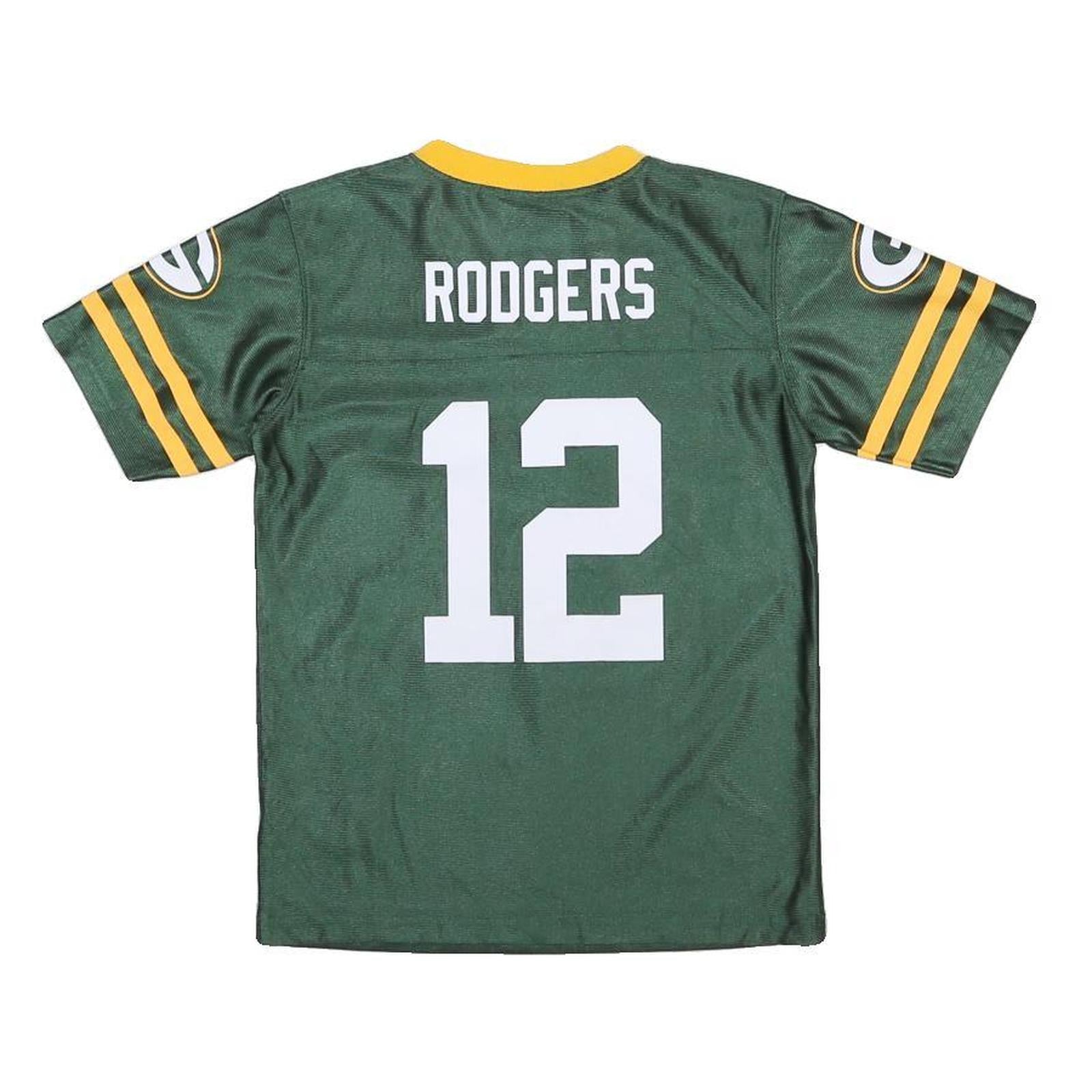NFL Boys Green & Yellow Packers Rodgers Football Shirt T-Shirt 6-7Y Short Sleeve